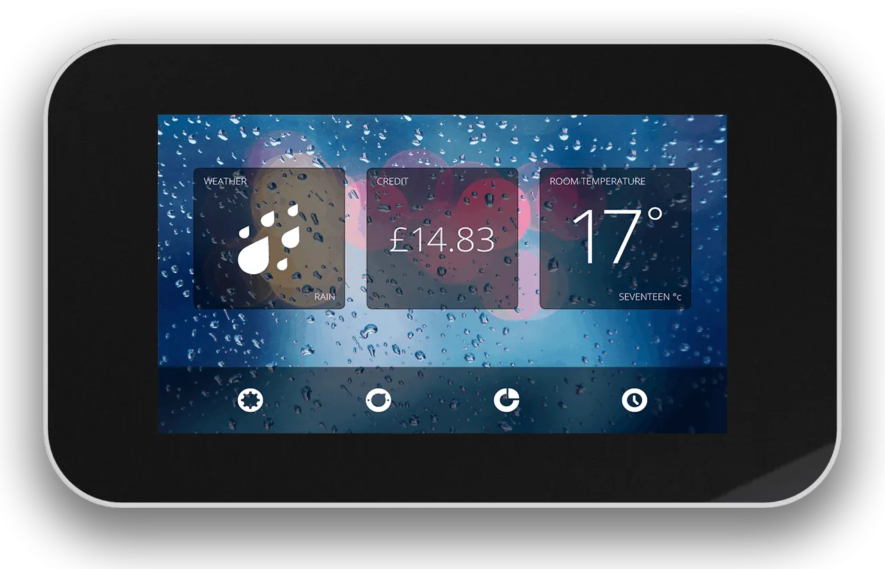 Consumer heat billing display showing credit and temperature
